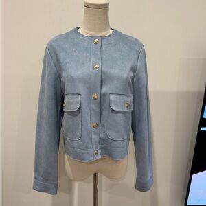 Zara Light Blue Blazer with Gold Buttons